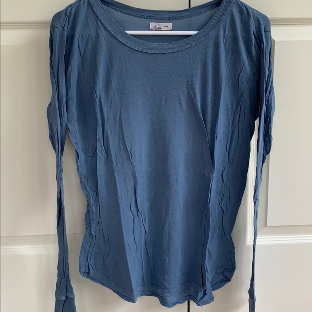 Silence + noise long sleeve slate blue shirt